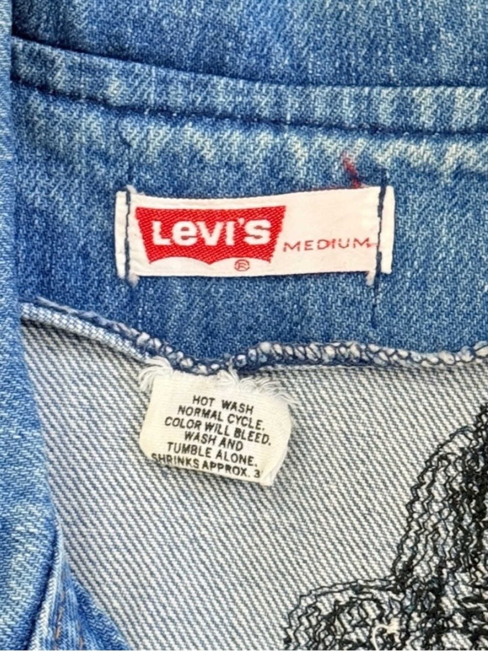 Levi’s Vintage Orange Tab Denim Jacket Custom Art Gemini Patch Medium - Picture 9 of 9